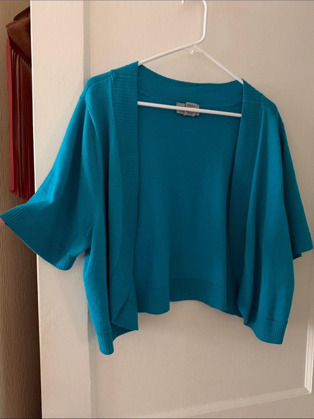 Catherines Teal Open-Front Short Sleeve Cardigan Coverup